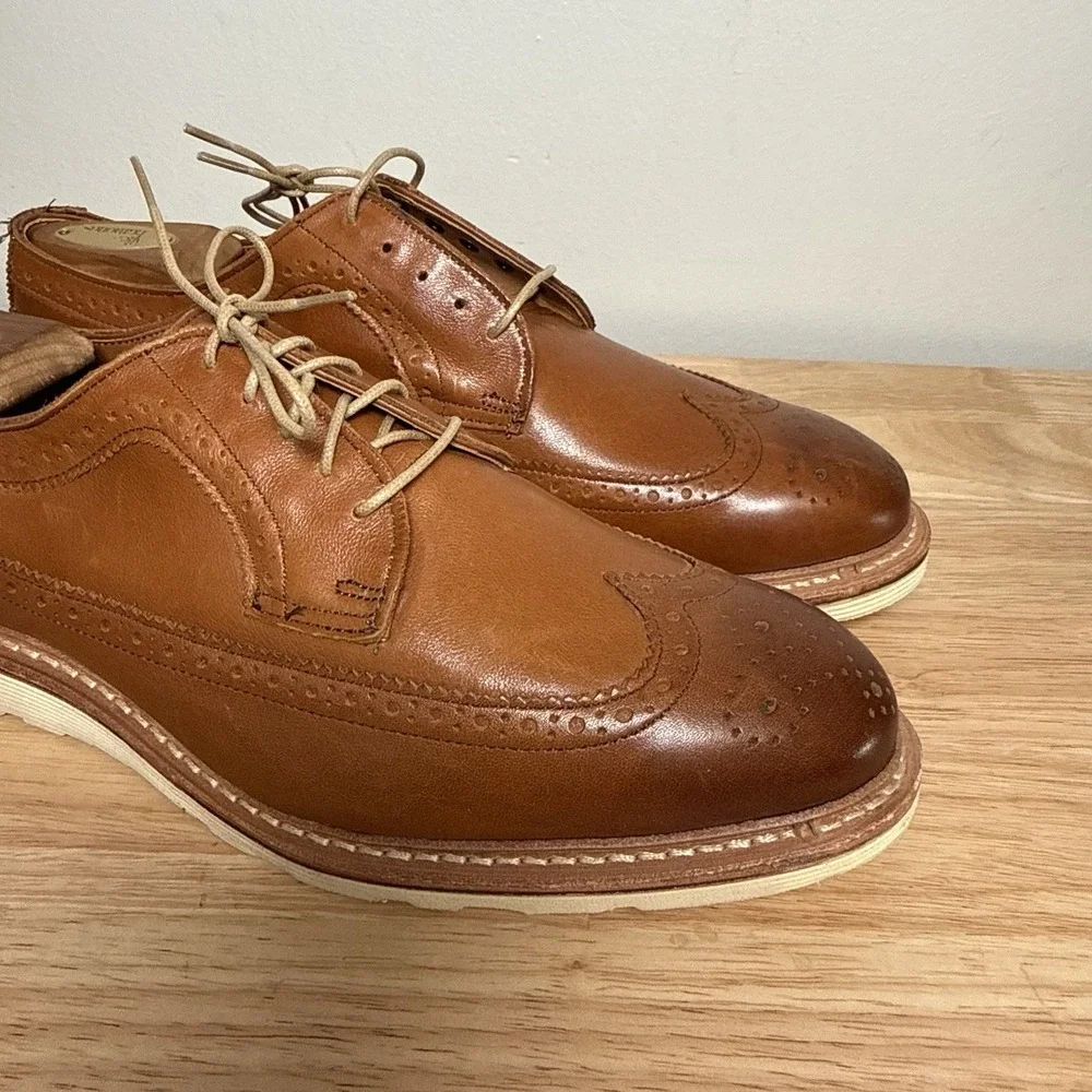 Allen‎ Edmonds Shannon Drive Tan Wingtip Derby Leather 1646 Mens Size 10 D